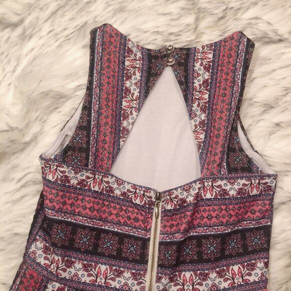 Xhilaration Black, Red, White Halter Striped Bohemian Boho Hippy Summer Dress - Picture 7 of 13